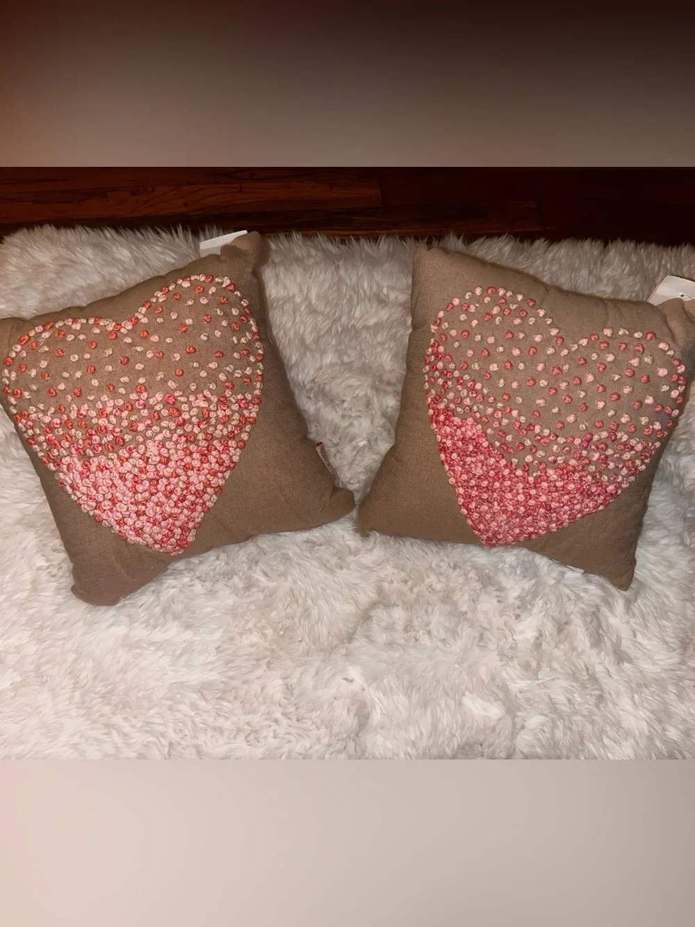 Bella Luxx Brown Pillow with Pink Coral  Heart